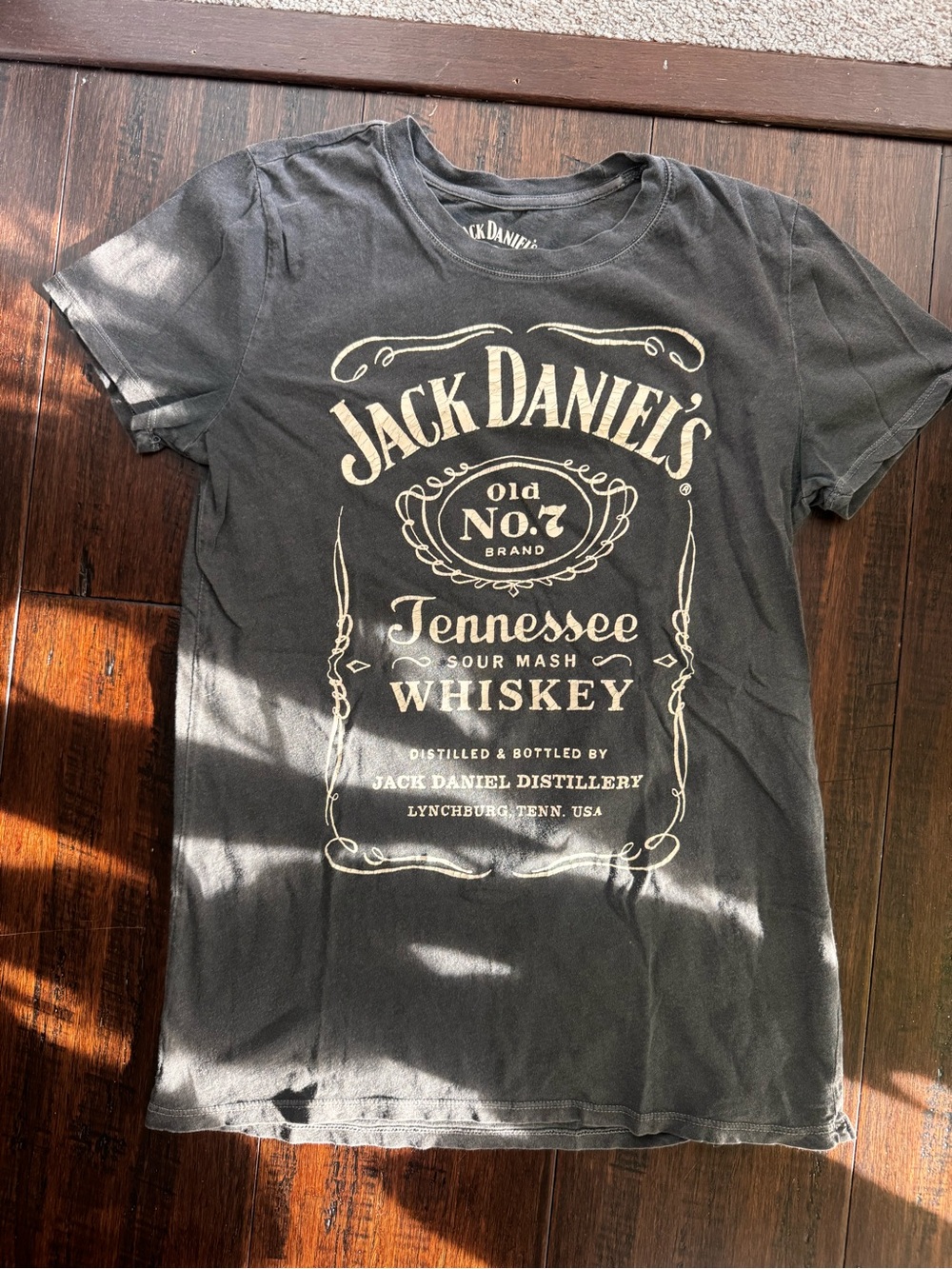 Lucky Brand Black Graphic Logo Tee with Cream Print